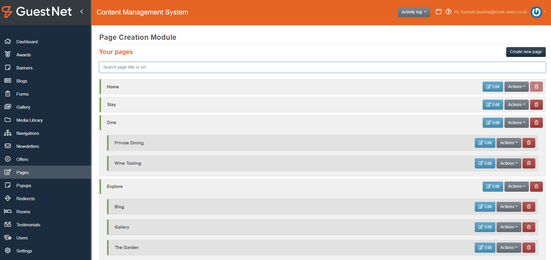 Clockwork CMS page viewer
