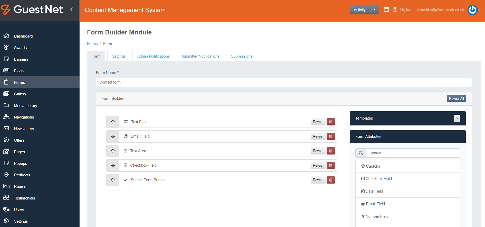 Clockwork CMS Form Builder