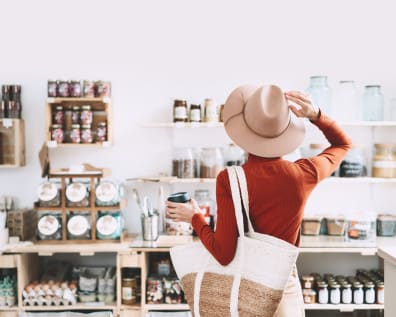 person shopping in a sustainable shop