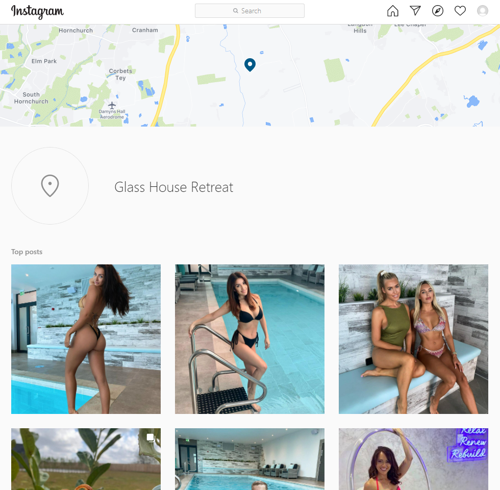 Glass House Retreat location Instagram posts